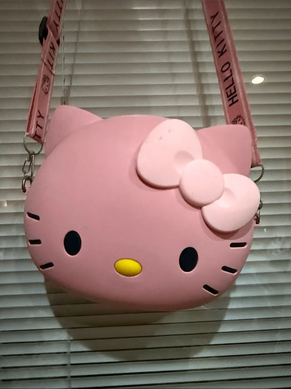 Hello Kitty Pink Cat Face Crossbody Bag with Bow Accent